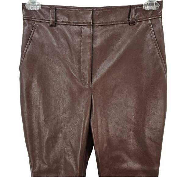 Aritiza Babaton Brown Leather Pants High Waisted Bootcut Vegan Coffee Bean 8 - Picture 4 of 9